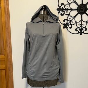 Gymshark Light Gray Half-Zip seamless Hoodie, S-M